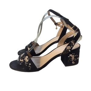 Nanette Lepore Ruby Embroidered Block Heel Sandals | Size 9M